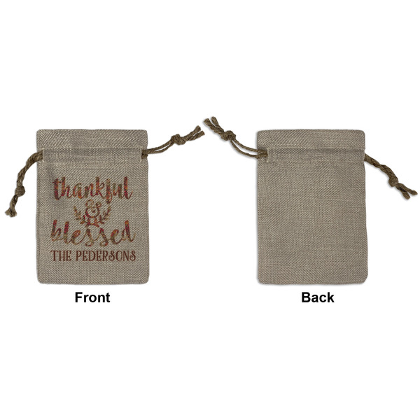 Thankful & Blessed Small Burlap Gift Bag - Front Approval