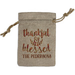 Thankful & Blessed Small Burlap Gift Bag - Front (Personalized)
