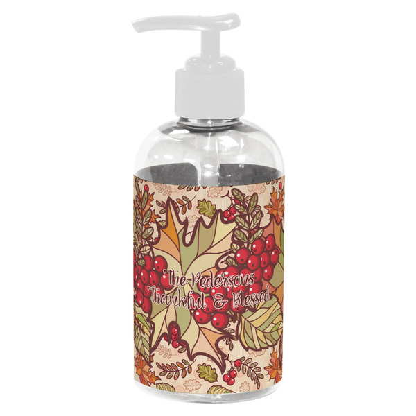Custom Thankful & Blessed Plastic Soap / Lotion Dispenser (8 oz - Small - White) (Personalized)