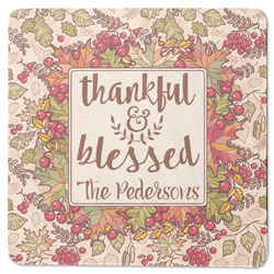 Thankful & Blessed Square Rubber Backed Coaster (Personalized)