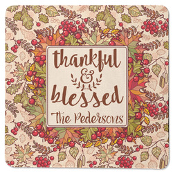 Thankful & Blessed Square Rubber Backed Coaster (Personalized)