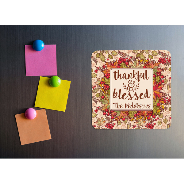 Thankful & Blessed Square Fridge Magnet - LIFESTYLE
