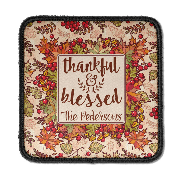 Custom Thankful & Blessed Iron On Square Patch w/ Name or Text