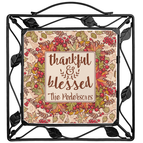 Custom Thankful & Blessed Square Trivet (Personalized)