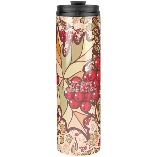 Custom Thankful & Blessed Stainless Steel Skinny Tumbler - 20 oz (Personalized)