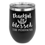 Thankful & Blessed Stemless Stainless Steel Wine Tumbler - Black - Double Sided (Personalized)