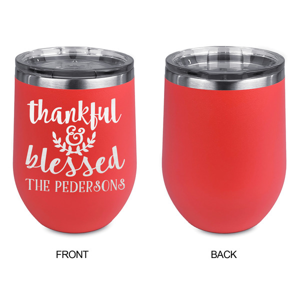 Thankful & Blessed Stainless Wine Tumblers - Coral - Single Sided - Approval