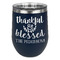 Thankful & Blessed Stemless Stainless Steel Wine Tumbler - Navy - Single Sided (Personalized)