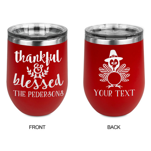 Thankful & Blessed Stainless Wine Tumblers - Red - Double Sided - Approval