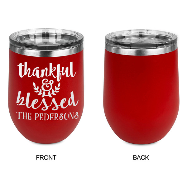 Thankful & Blessed Stainless Wine Tumblers - Red - Single Sided - Approval