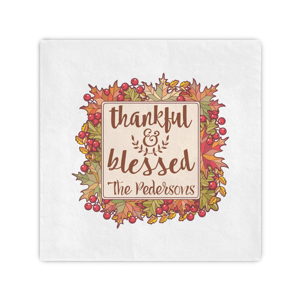 Custom Thankful & Blessed Cocktail Napkins (Personalized)