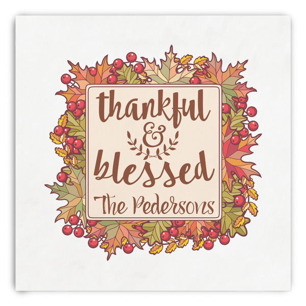 Custom Thankful & Blessed Paper Dinner Napkins (Personalized)