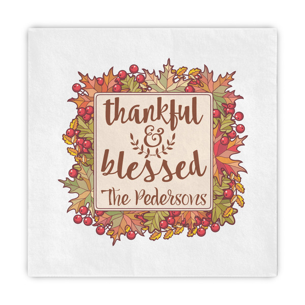 Custom Thankful & Blessed Decorative Paper Napkins (Personalized)