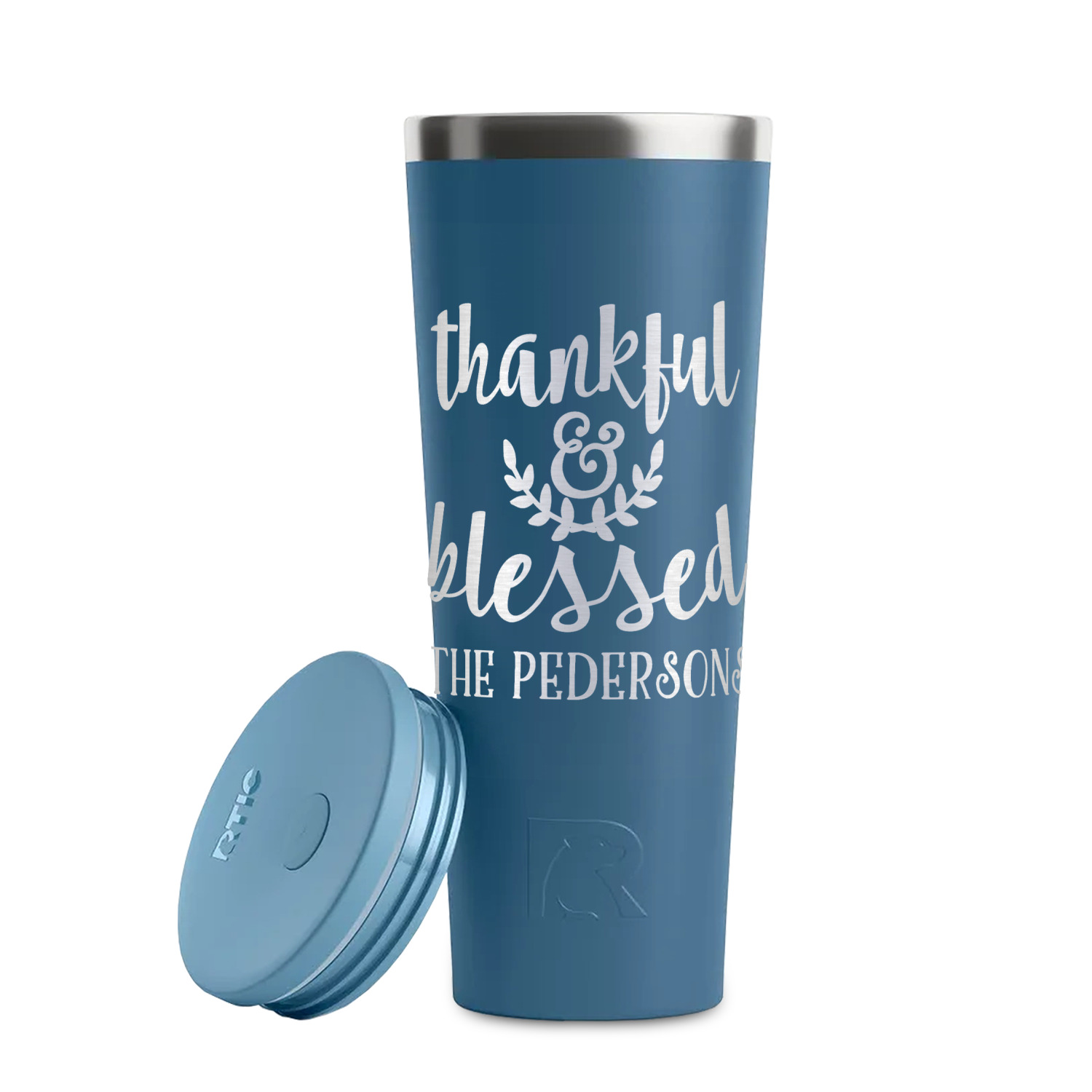 https://www.youcustomizeit.com/common/MAKE/1038351/Thankful-Blessed-Steel-Blue-RTIC-Everyday-Tumbler-28-oz-Lid-Off.jpg?lm=1698260788