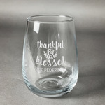 Thankful & Blessed Stemless Wine Glass - Engraved (Personalized)