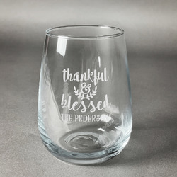 Thankful & Blessed Stemless Wine Glass (Single) (Personalized)