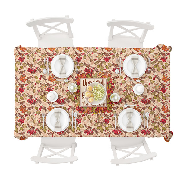 Thankful & Blessed Tablecloths (58"x102") - TOP VIEW (with plates)