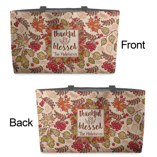 Thankful & Blessed Tote w/Black Handles - Front & Back Views