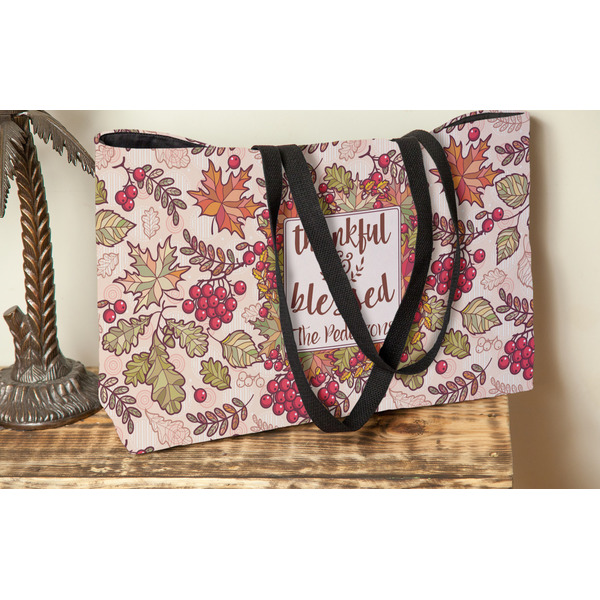 Thankful & Blessed Tote w/Black Handles - Lifestyle View