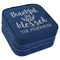 Thankful & Blessed Travel Jewelry Boxes - Leather - Navy Blue - Angled View