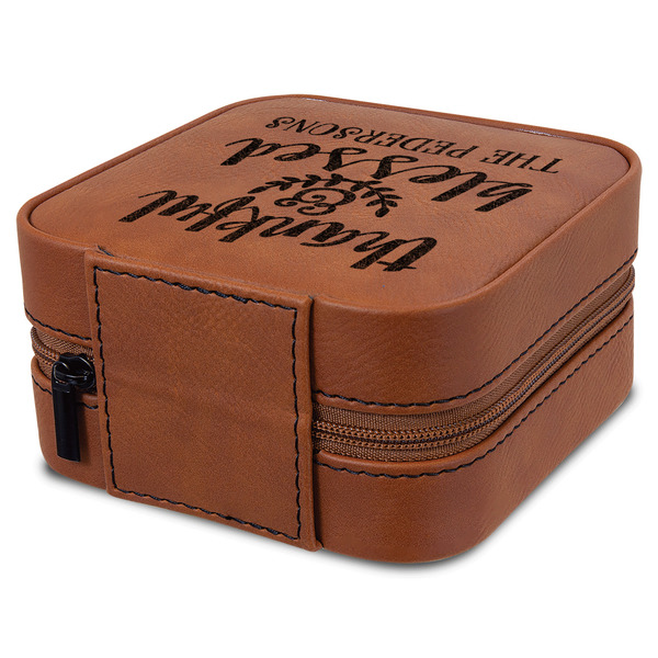 Thankful & Blessed Travel Jewelry Boxes - Leatherette - Rawhide - View from Rear