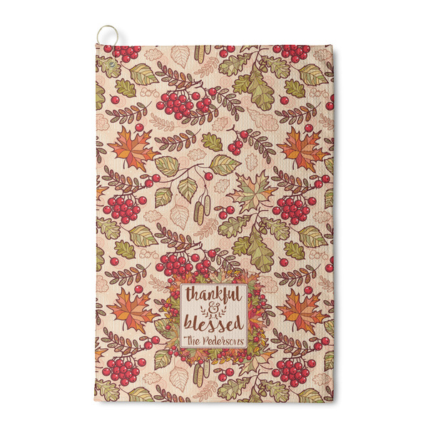 Custom Thankful & Blessed Waffle Weave Golf Towel (Personalized)