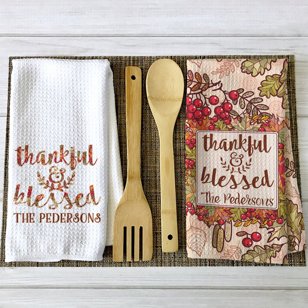 Thankful & Blessed Waffle Weave Towels - 2 Print Styles