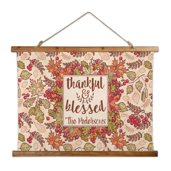 Custom Thankful & Blessed Wall Hanging Tapestry - Wide (Personalized)