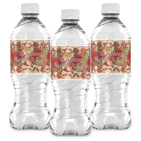 Thankful & Blessed Water Bottle Labels - Front View
