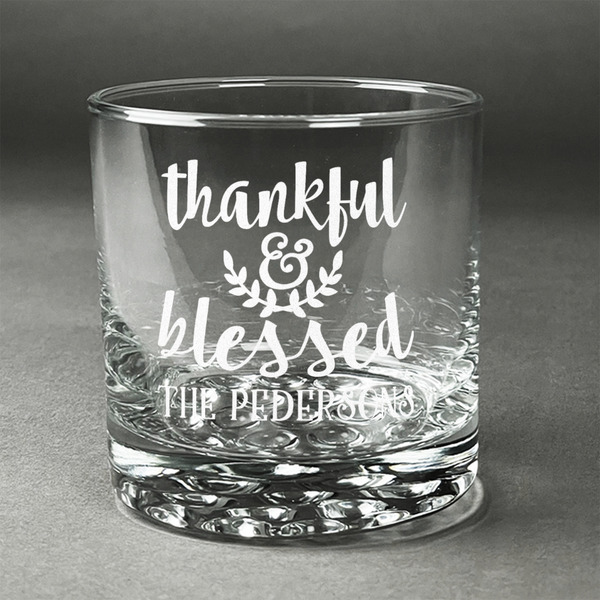 Custom Thankful & Blessed Whiskey Glass - Engraved (Personalized)