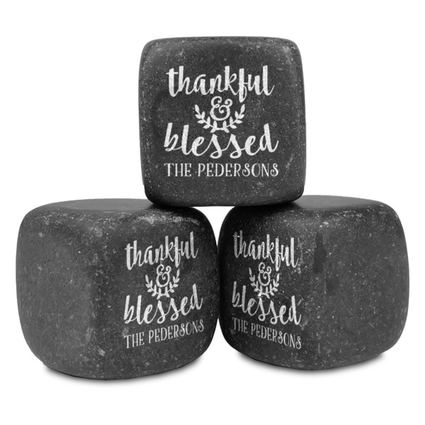 Custom Thankful & Blessed Whiskey Stone Set (Personalized)