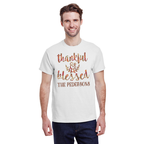 Custom Thankful & Blessed T-Shirt - White - Medium (Personalized)