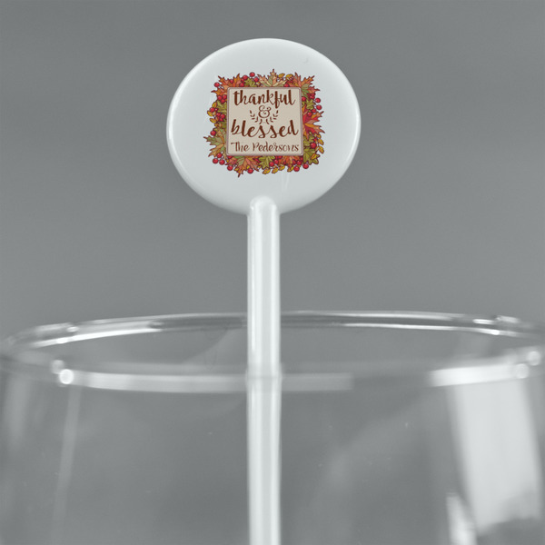 Thankful & Blessed White Plastic 5.5" Stir Stick - Round - Main
