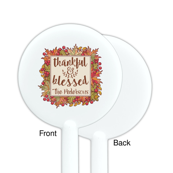 Thankful & Blessed White Plastic 5.5" Stir Stick - Single Sided - Round - Front & Back