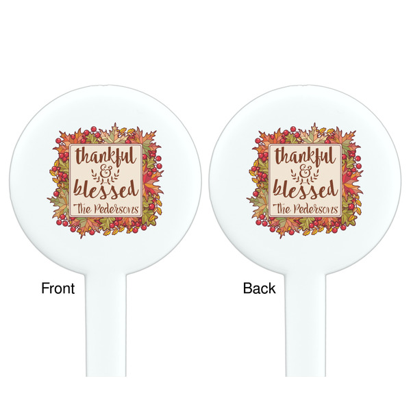 Thankful & Blessed White Plastic 7" Stir Stick - Double Sided - Round - Front & Back