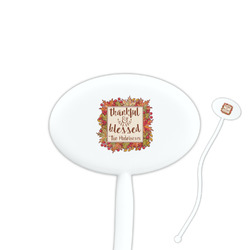 Thankful & Blessed 7" Oval Plastic Stir Sticks - White - Double Sided (Personalized)
