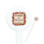 Thankful & Blessed 7" Round Plastic Stir Sticks - White - Double Sided (Personalized)
