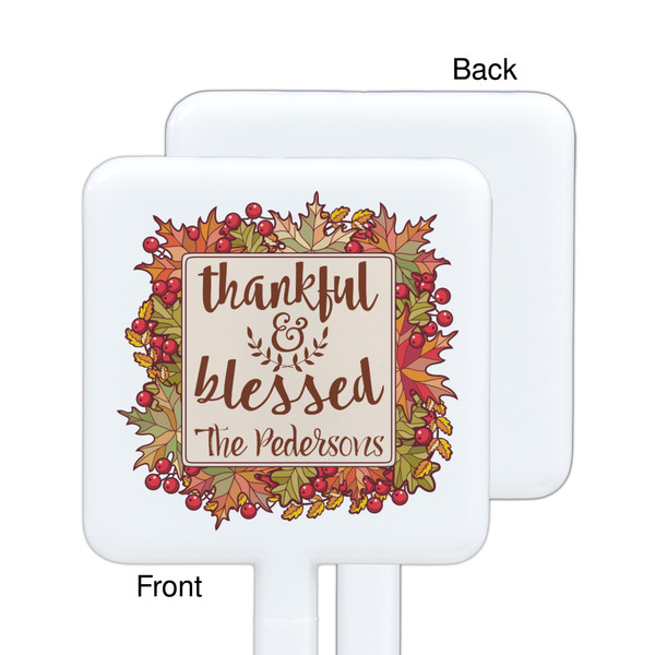 Thankful & Blessed White Plastic Stir Stick - Single Sided - Square - Approval