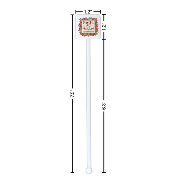 Thankful & Blessed White Plastic Stir Stick - Square - Dimensions