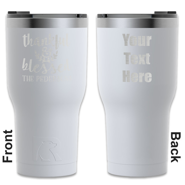 Custom Thankful & Blessed RTIC Tumbler - White - Engraved Front & Back (Personalized)
