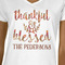 Thankful & Blessed White V-Neck T-Shirt on Model - CloseUp