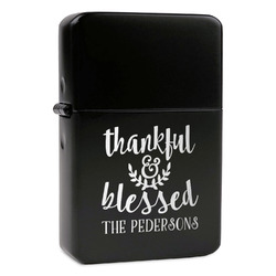 Thankful & Blessed Windproof Lighter - Black - Double Sided (Personalized)