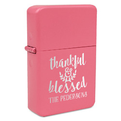 Thankful & Blessed Windproof Lighter - Pink - Double Sided (Personalized)
