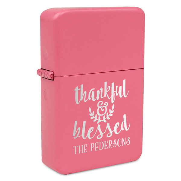 Thankful & Blessed Windproof Lighters - Pink - Front/Main