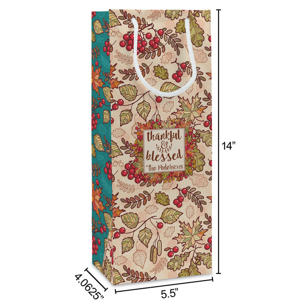 Thankful & Blessed Wine Gift Bag - Dimensions