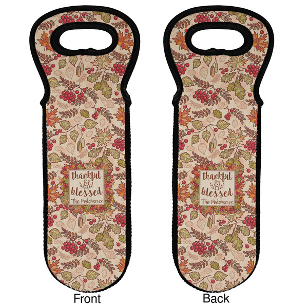 Thankful & Blessed Wine Tote Front & Back