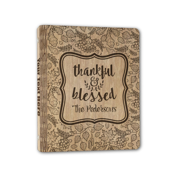 Custom Thankful & Blessed Wood 3-Ring Binder - 1" Half-Letter Size (Personalized)