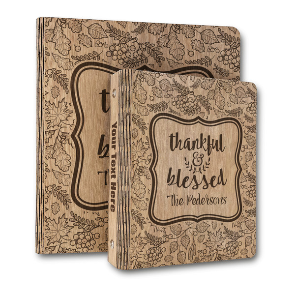 Custom Thankful & Blessed Wood 3-Ring Binder (Personalized)
