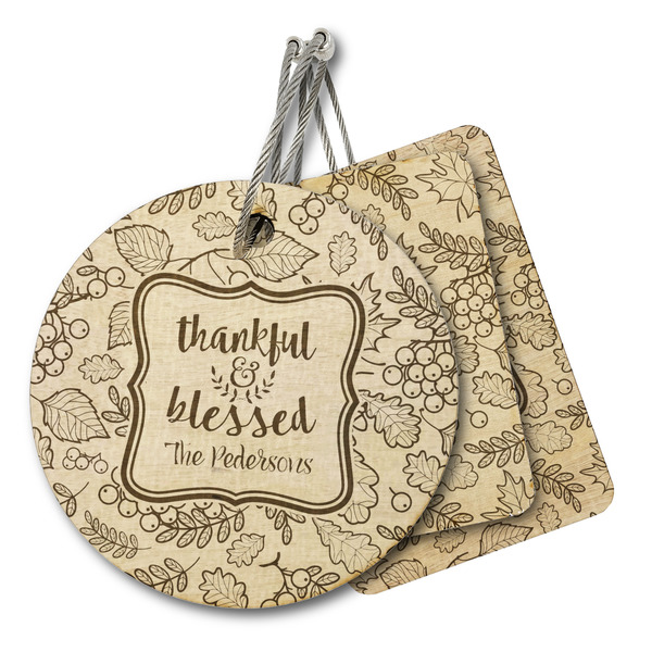 Custom Thankful & Blessed Wood Luggage Tag (Personalized)