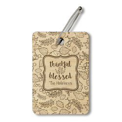 Thankful & Blessed Wood Luggage Tag - Rectangle (Personalized)